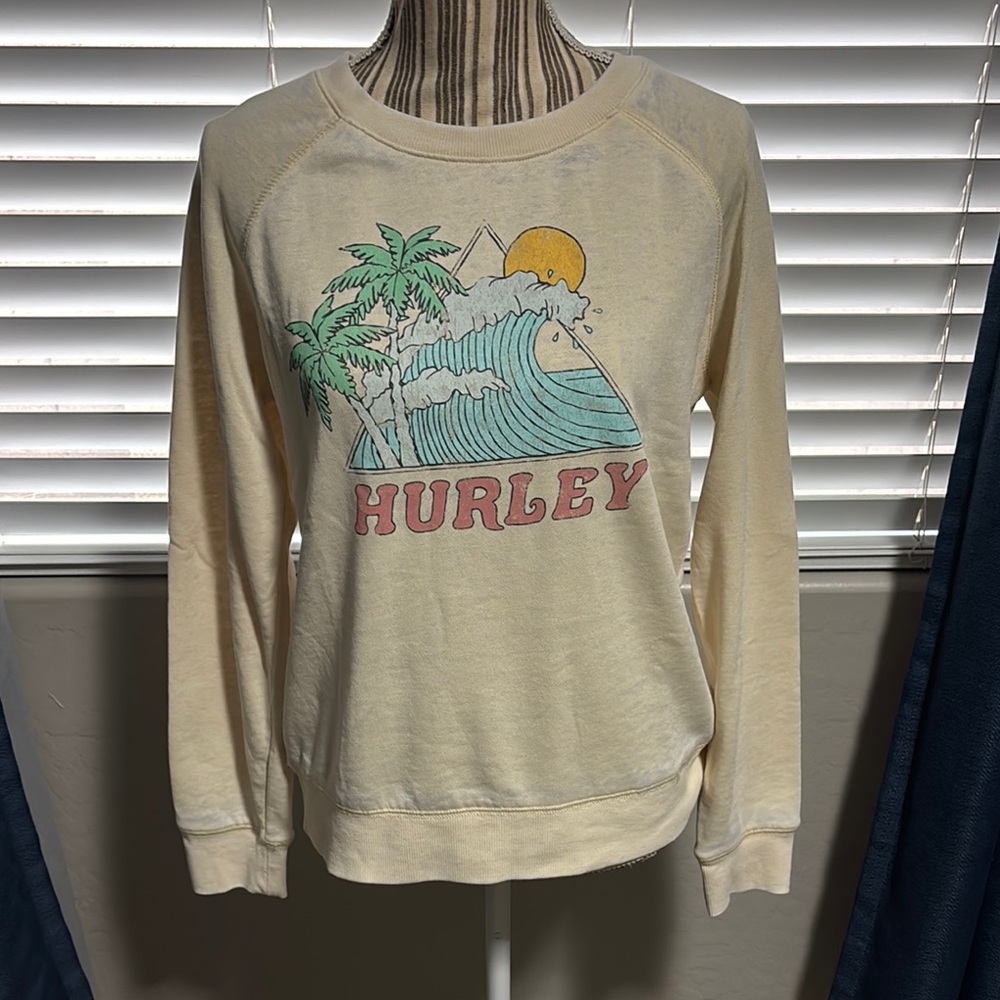 Hurley Cream Green Long Sleeve Sweatshirt